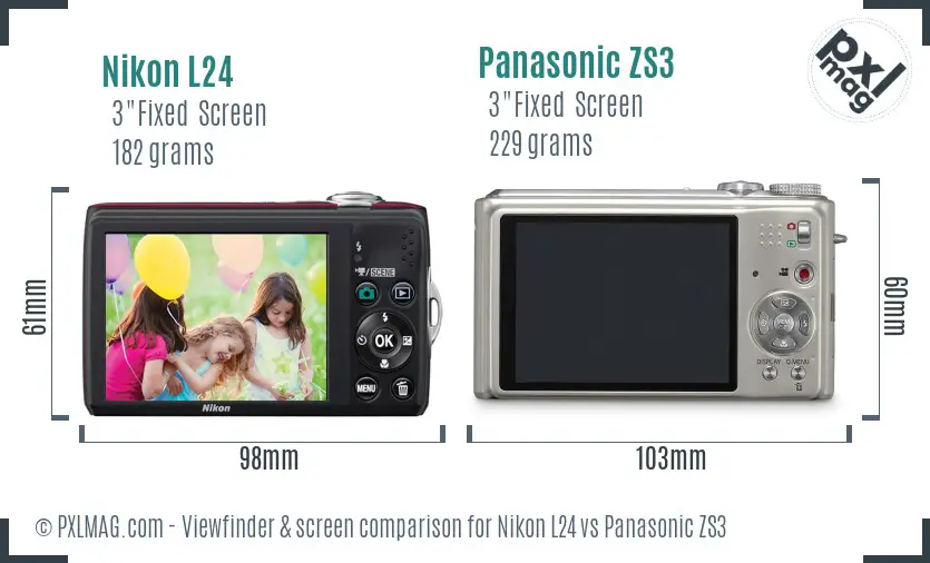 Nikon L24 vs Panasonic ZS3 Screen and Viewfinder comparison Nikon L24 vs Panasonic ZS3 Screen and Viewfinder comparison