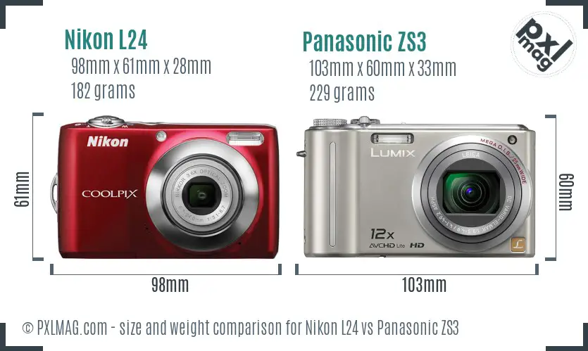 Nikon L24 vs Panasonic ZS3 size comparison Nikon L24 vs Panasonic ZS3 size comparison