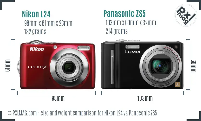 Nikon L24 vs Panasonic ZS5 size comparison Nikon L24 vs Panasonic ZS5 size comparison