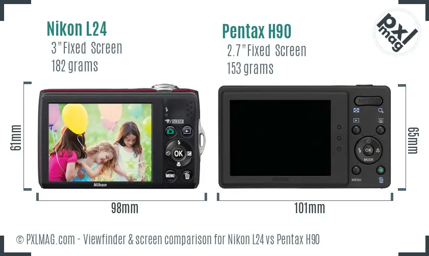 Nikon L24 vs Pentax H90 Screen and Viewfinder comparison Nikon L24 vs Pentax H90 Screen and Viewfinder comparison