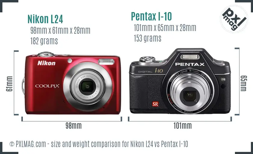 Nikon L24 vs Pentax I-10 size comparison