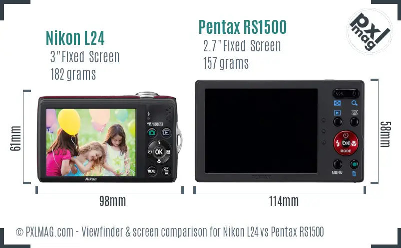 Nikon L24 vs Pentax RS1500 Screen and Viewfinder comparison Nikon L24 vs Pentax RS1500 Screen and Viewfinder comparison