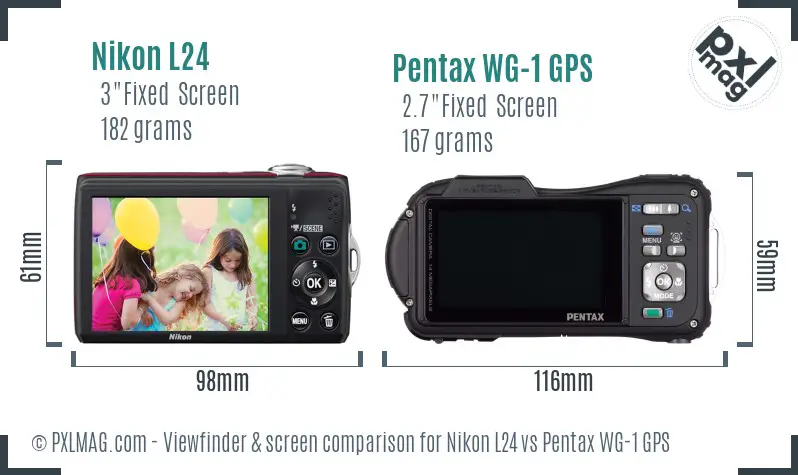 Nikon L24 vs Pentax WG-1 GPS Screen and Viewfinder comparison