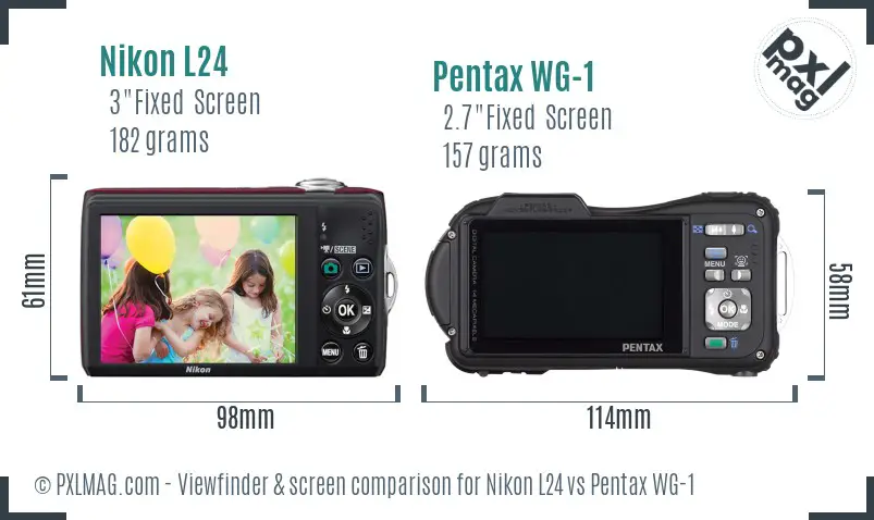 Nikon L24 vs Pentax WG-1 Screen and Viewfinder comparison
