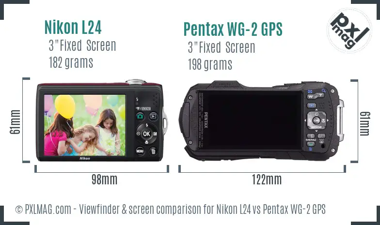 Nikon L24 vs Pentax WG-2 GPS Screen and Viewfinder comparison