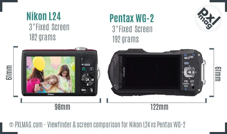 Nikon L24 vs Pentax WG-2 Screen and Viewfinder comparison