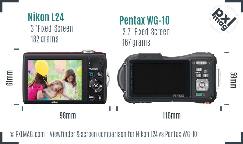 Nikon L24 vs Pentax WG-10 Screen and Viewfinder comparison