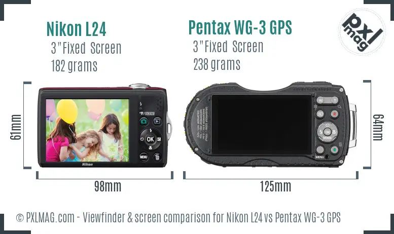 Nikon L24 vs Pentax WG-3 GPS Screen and Viewfinder comparison