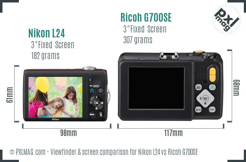 Nikon L24 vs Ricoh G700SE Screen and Viewfinder comparison