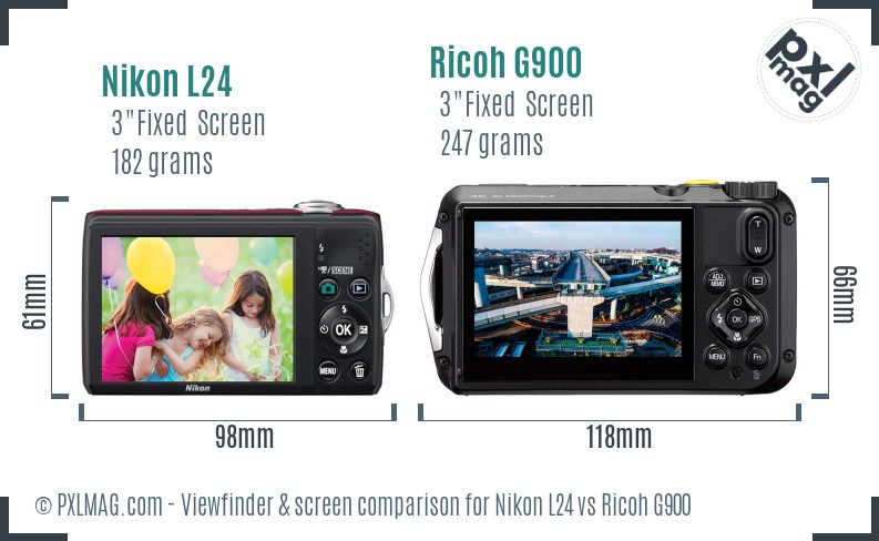 Nikon L24 vs Ricoh G900 Screen and Viewfinder comparison