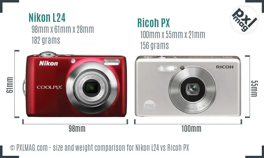 Nikon L24 vs Ricoh PX size comparison Nikon L24 vs Ricoh PX size comparison
