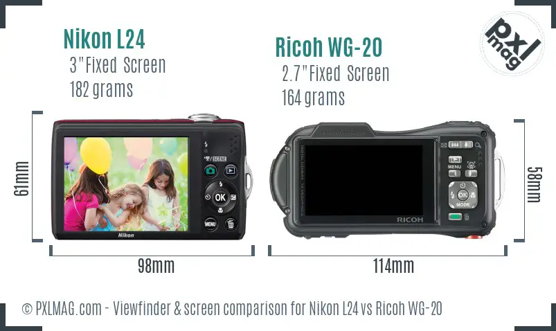 Nikon L24 vs Ricoh WG-20 Screen and Viewfinder comparison