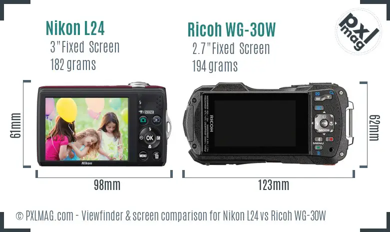 Nikon L24 vs Ricoh WG-30W Screen and Viewfinder comparison