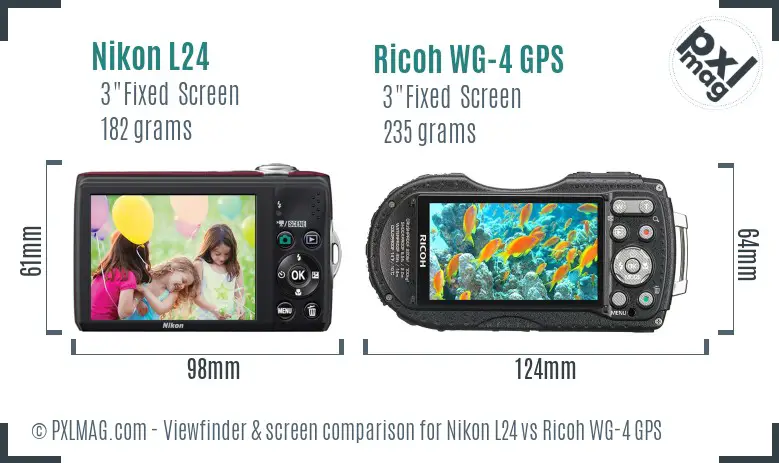 Nikon L24 vs Ricoh WG-4 GPS Screen and Viewfinder comparison