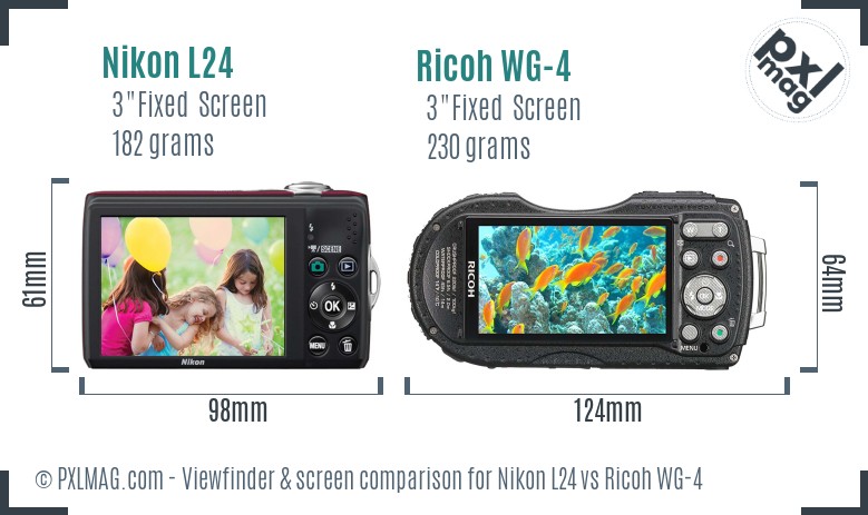 Nikon L24 vs Ricoh WG-4 Screen and Viewfinder comparison