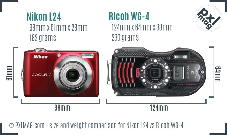 Nikon L24 vs Ricoh WG-4 size comparison Nikon L24 vs Ricoh WG-4 size comparison