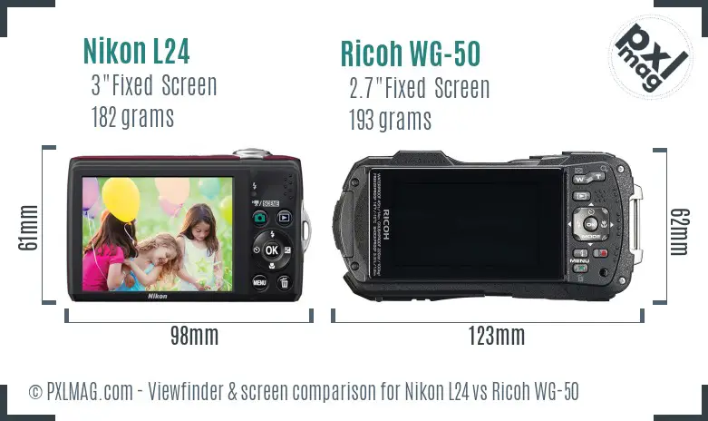 Nikon L24 vs Ricoh WG-50 Screen and Viewfinder comparison