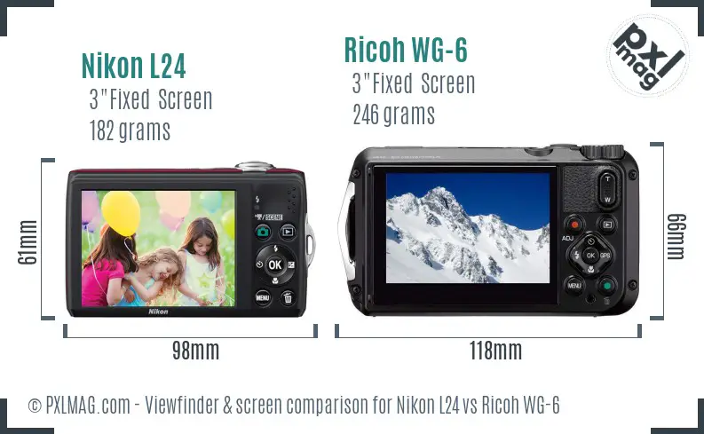 Nikon L24 vs Ricoh WG-6 Screen and Viewfinder comparison