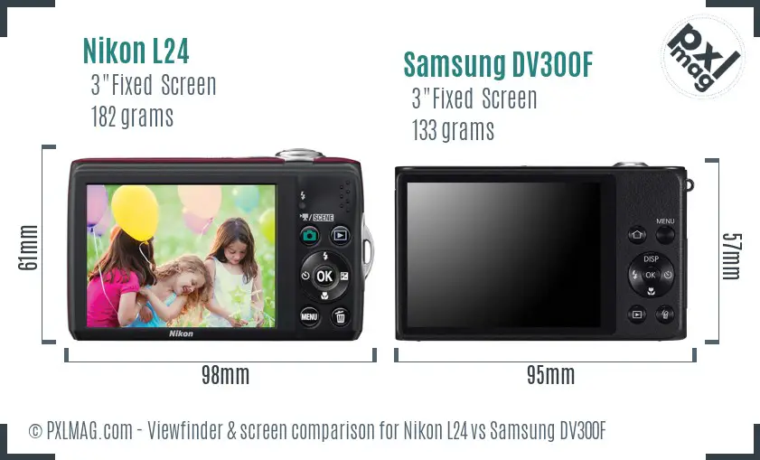 Nikon L24 vs Samsung DV300F Screen and Viewfinder comparison Nikon L24 vs Samsung DV300F Screen and Viewfinder comparison