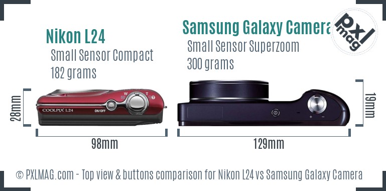Nikon L24 vs Samsung Galaxy Camera top view buttons comparison