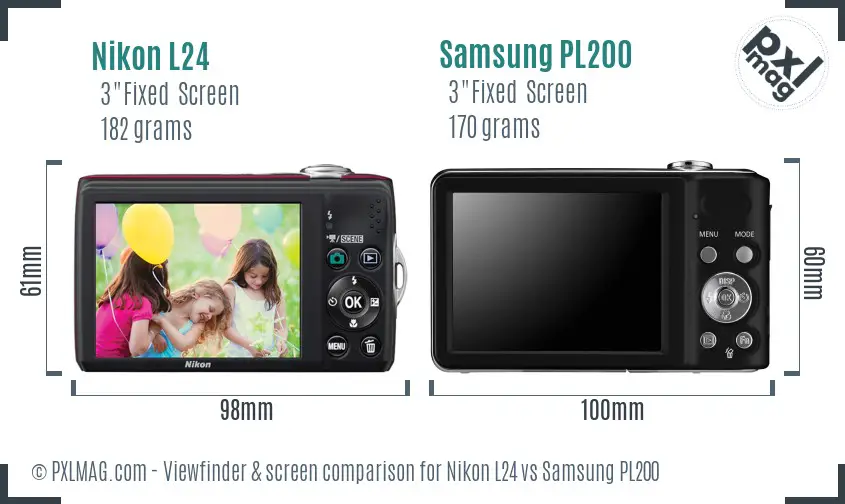 Nikon L24 vs Samsung PL200 Screen and Viewfinder comparison