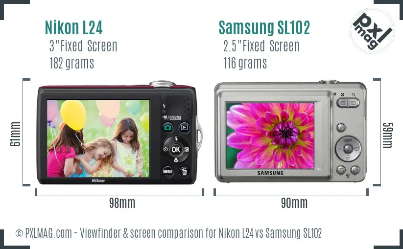 Nikon L24 vs Samsung SL102 Screen and Viewfinder comparison Nikon L24 vs Samsung SL102 Screen and Viewfinder comparison