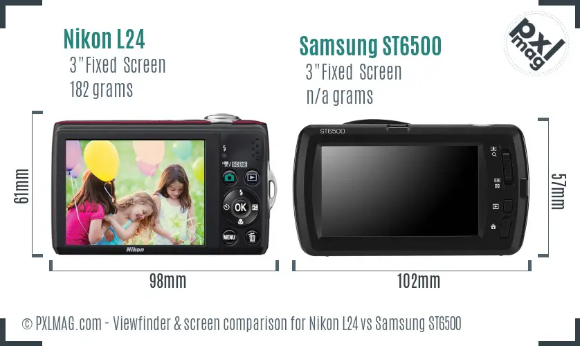 Nikon L24 vs Samsung ST6500 Screen and Viewfinder comparison