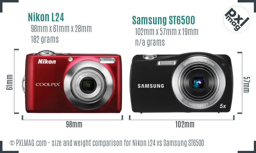Nikon L24 vs Samsung ST6500 size comparison