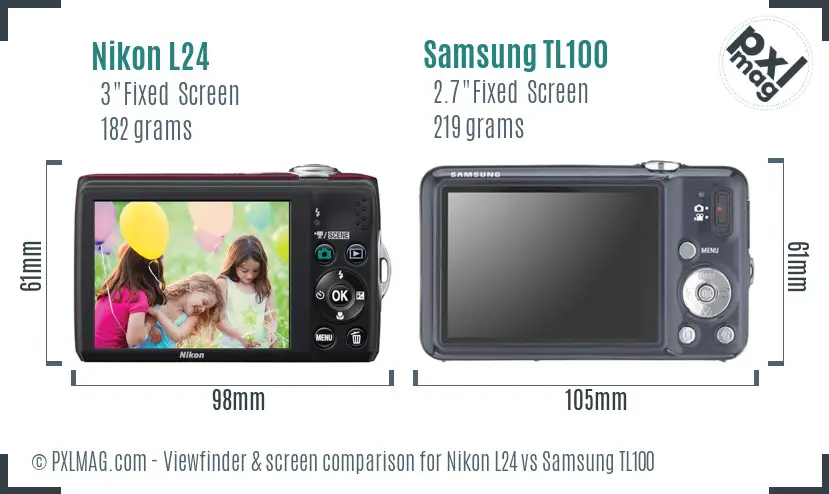 Nikon L24 vs Samsung TL100 Screen and Viewfinder comparison