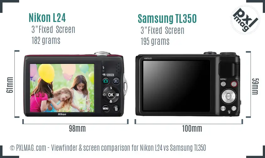 Nikon L24 vs Samsung TL350 Screen and Viewfinder comparison
