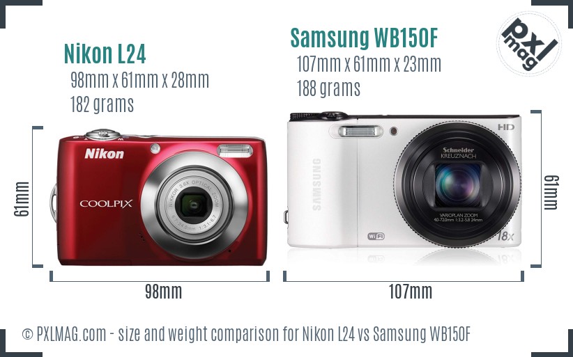 Nikon L24 vs Samsung WB150F size comparison Nikon L24 vs Samsung WB150F size comparison