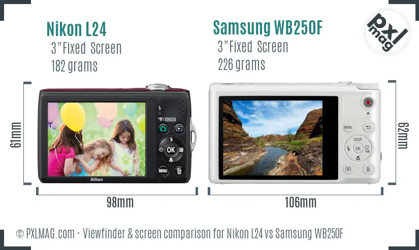 Nikon L24 vs Samsung WB250F Screen and Viewfinder comparison