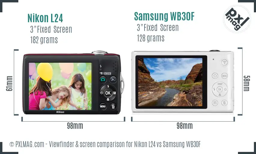 Nikon L24 vs Samsung WB30F Screen and Viewfinder comparison Nikon L24 vs Samsung WB30F Screen and Viewfinder comparison