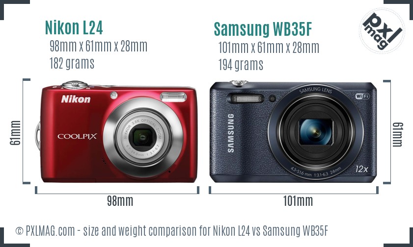 Nikon L24 vs Samsung WB35F size comparison Nikon L24 vs Samsung WB35F size comparison