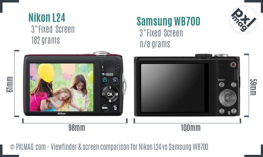 Nikon L24 vs Samsung WB700 Screen and Viewfinder comparison