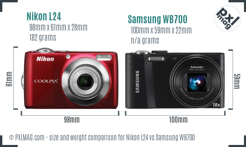 Nikon L24 vs Samsung WB700 size comparison Nikon L24 vs Samsung WB700 size comparison