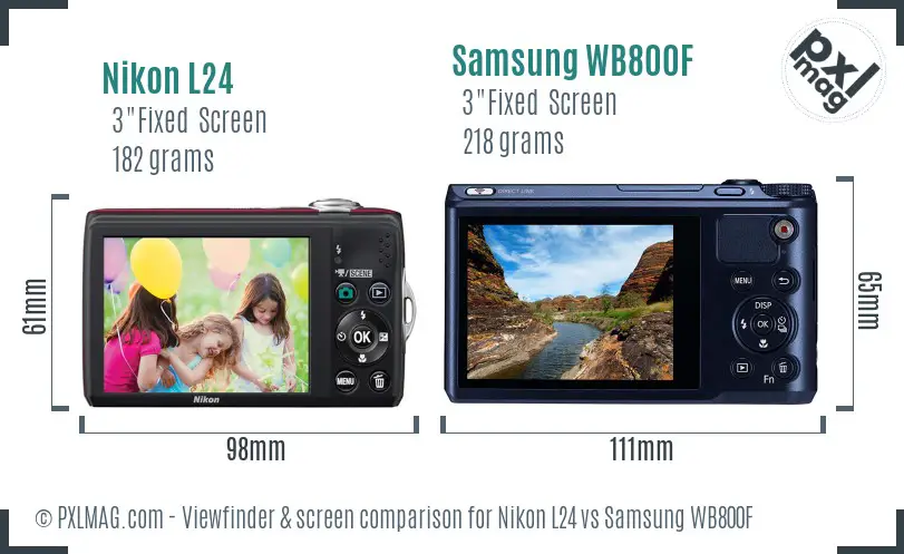 Nikon L24 vs Samsung WB800F Screen and Viewfinder comparison