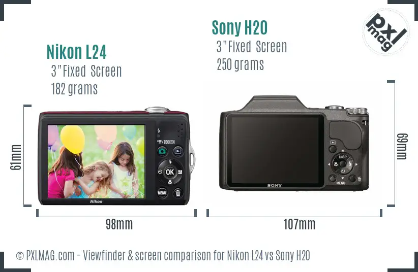 Nikon L24 vs Sony H20 Screen and Viewfinder comparison Nikon L24 vs Sony H20 Screen and Viewfinder comparison