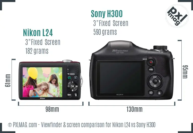 Nikon L24 vs Sony H300 Screen and Viewfinder comparison