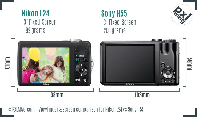 Nikon L24 vs Sony H55 Screen and Viewfinder comparison