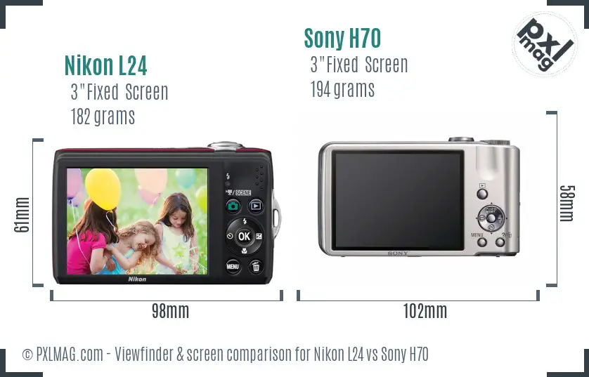 Nikon L24 vs Sony H70 Screen and Viewfinder comparison Nikon L24 vs Sony H70 Screen and Viewfinder comparison