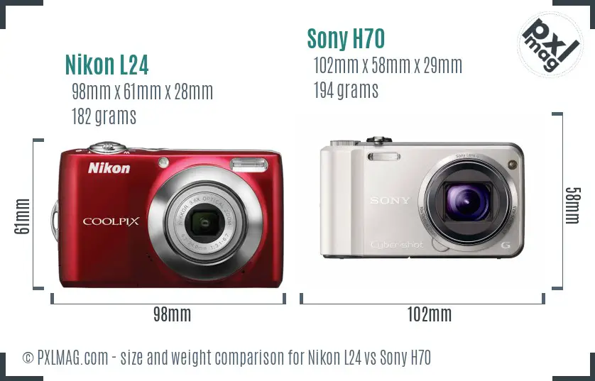 Nikon L24 vs Sony H70 size comparison Nikon L24 vs Sony H70 size comparison