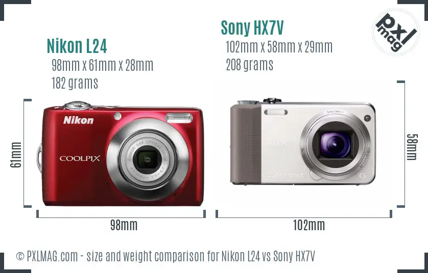 Nikon L24 vs Sony HX7V size comparison