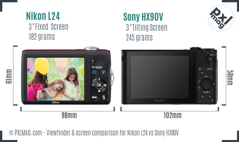 Nikon L24 vs Sony HX90V Screen and Viewfinder comparison