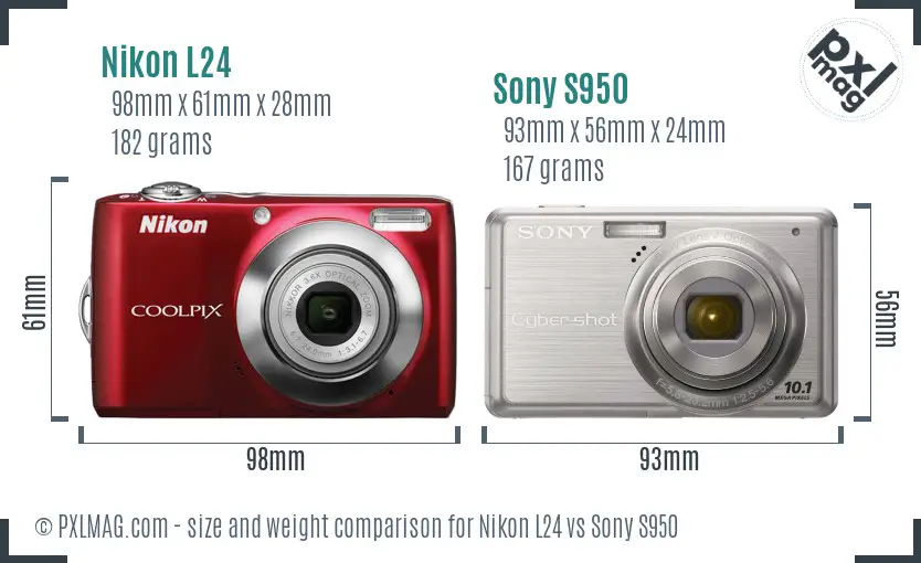 Nikon L24 vs Sony S950 size comparison Nikon L24 vs Sony S950 size comparison