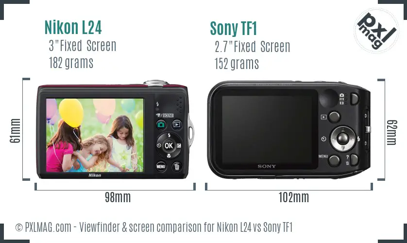 Nikon L24 vs Sony TF1 Screen and Viewfinder comparison