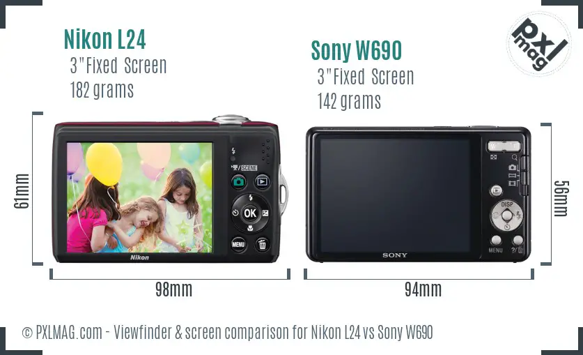 Nikon L24 vs Sony W690 Screen and Viewfinder comparison