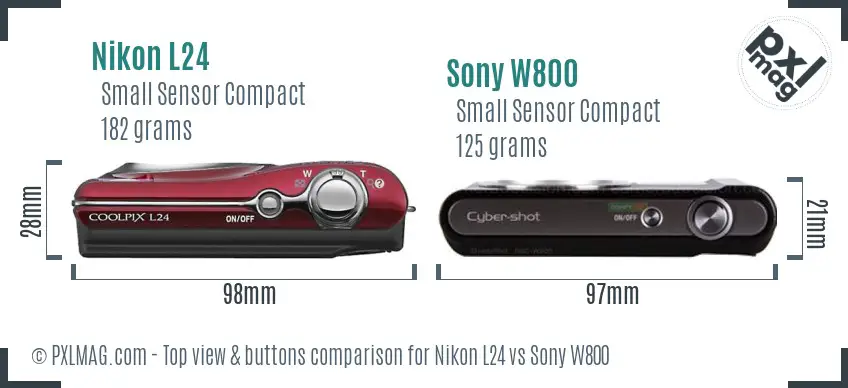 Nikon L24 vs Sony W800 top view buttons comparison