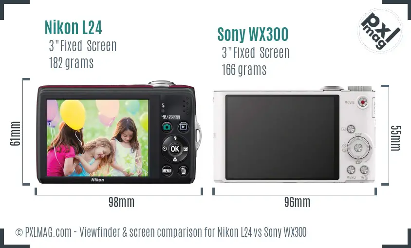 Nikon L24 vs Sony WX300 Screen and Viewfinder comparison