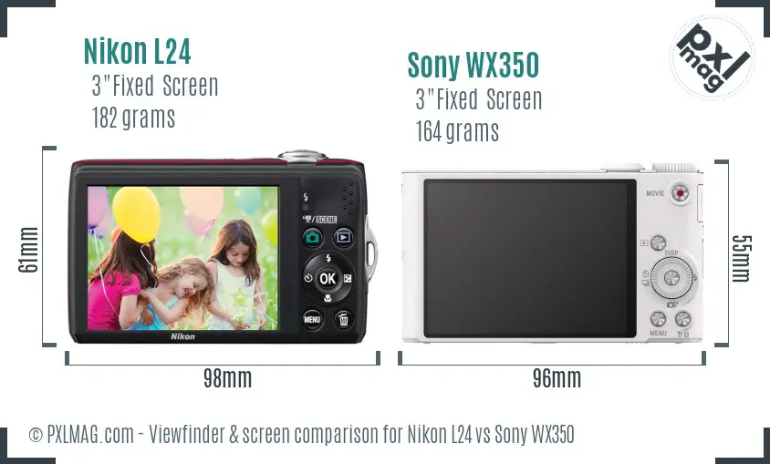 Nikon L24 vs Sony WX350 Screen and Viewfinder comparison